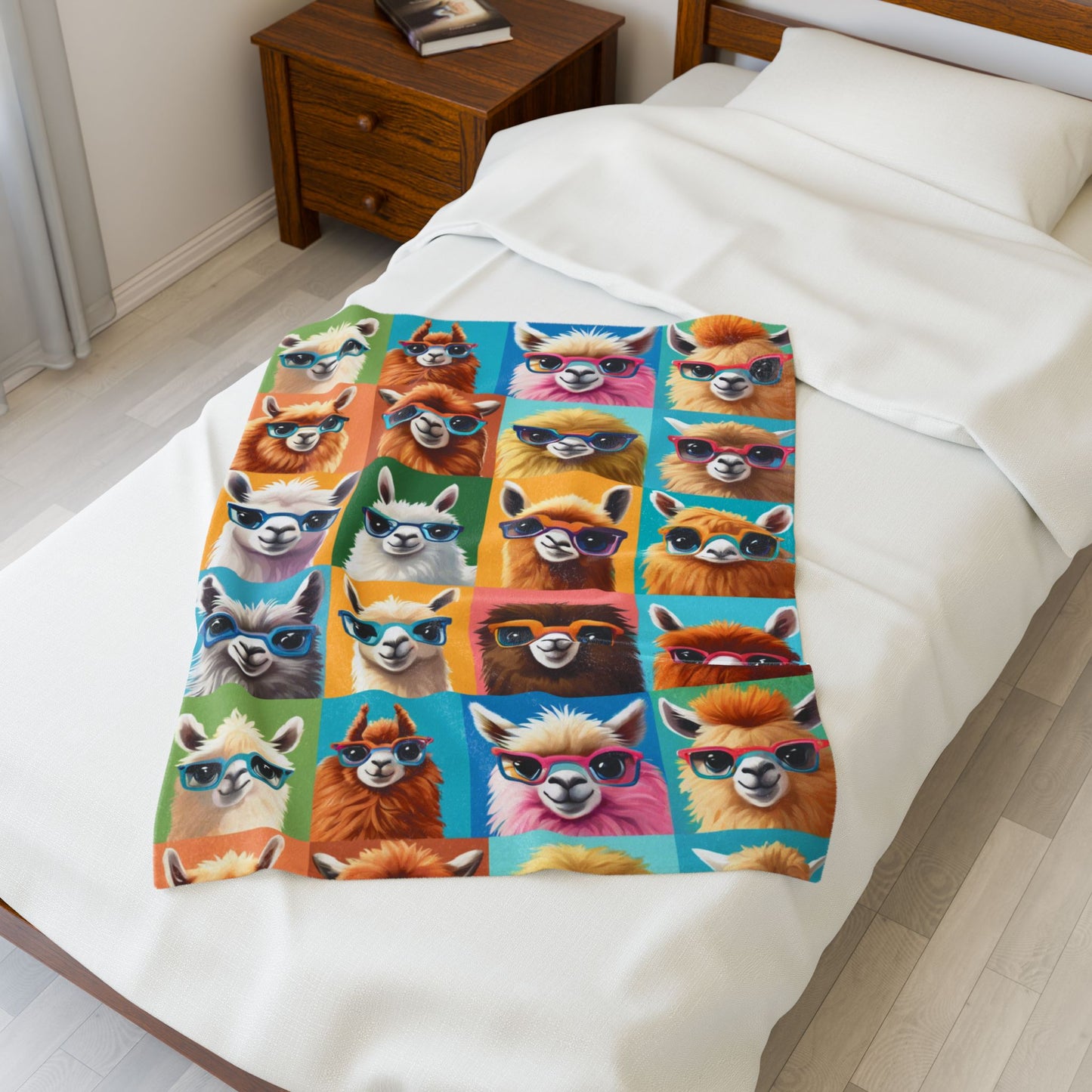 Colorful Llama Velveteen Throw Blanket - Cozy and Cute Decor