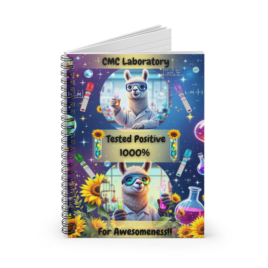 Cute Llama Science Spiral Notebook - Tested Positive 1000% for Awesomeness
