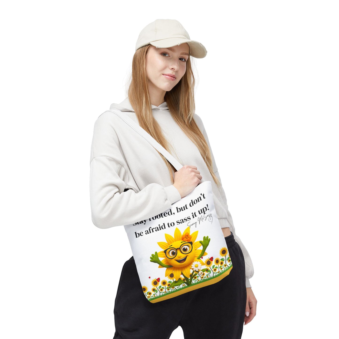 Sunny McSass Sunflower Tote Bag – “Stay Rooted, Sass It Up!”
