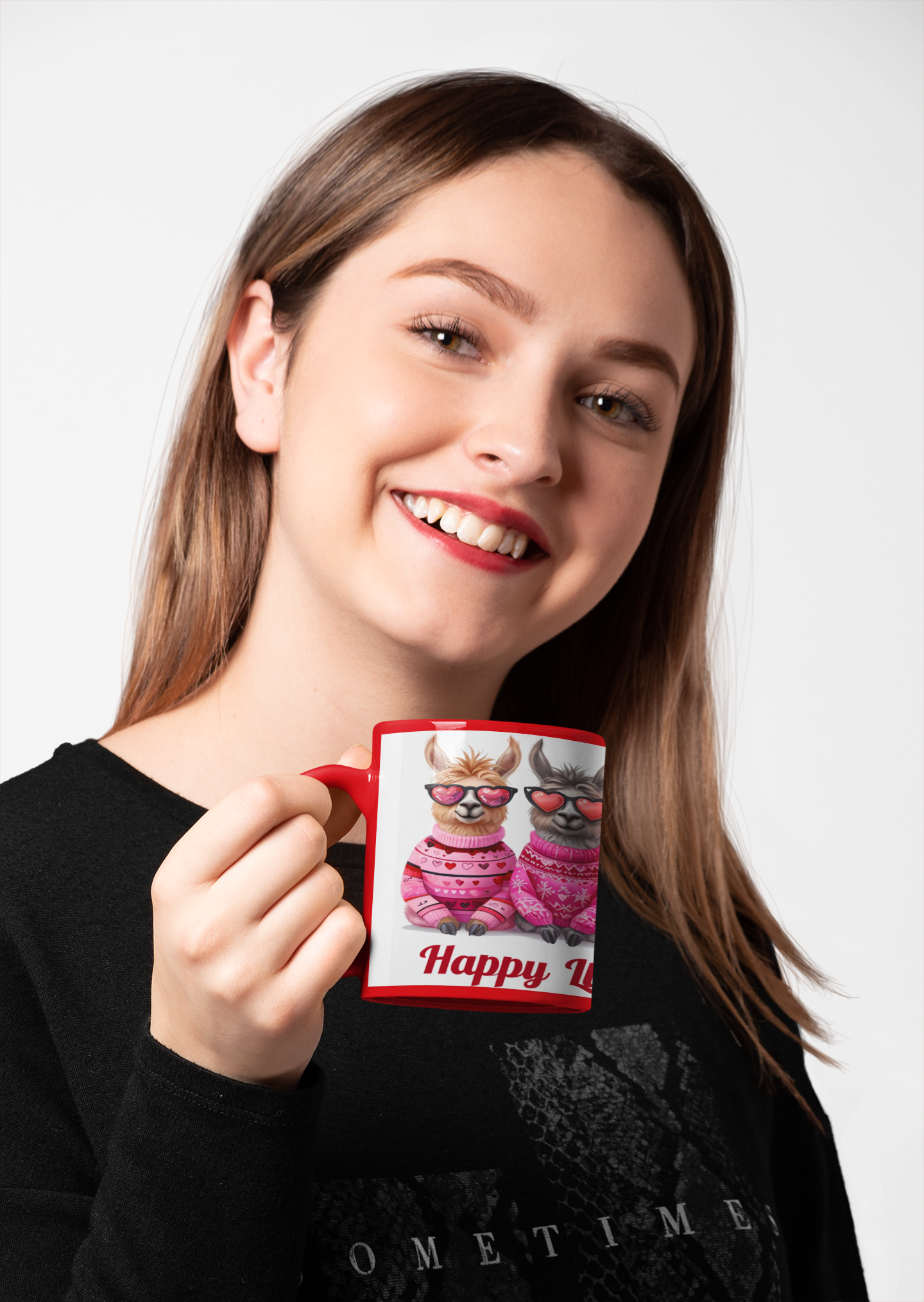 Mug - Happy Llamatines Funny Valentine colors Design 11, 15oz