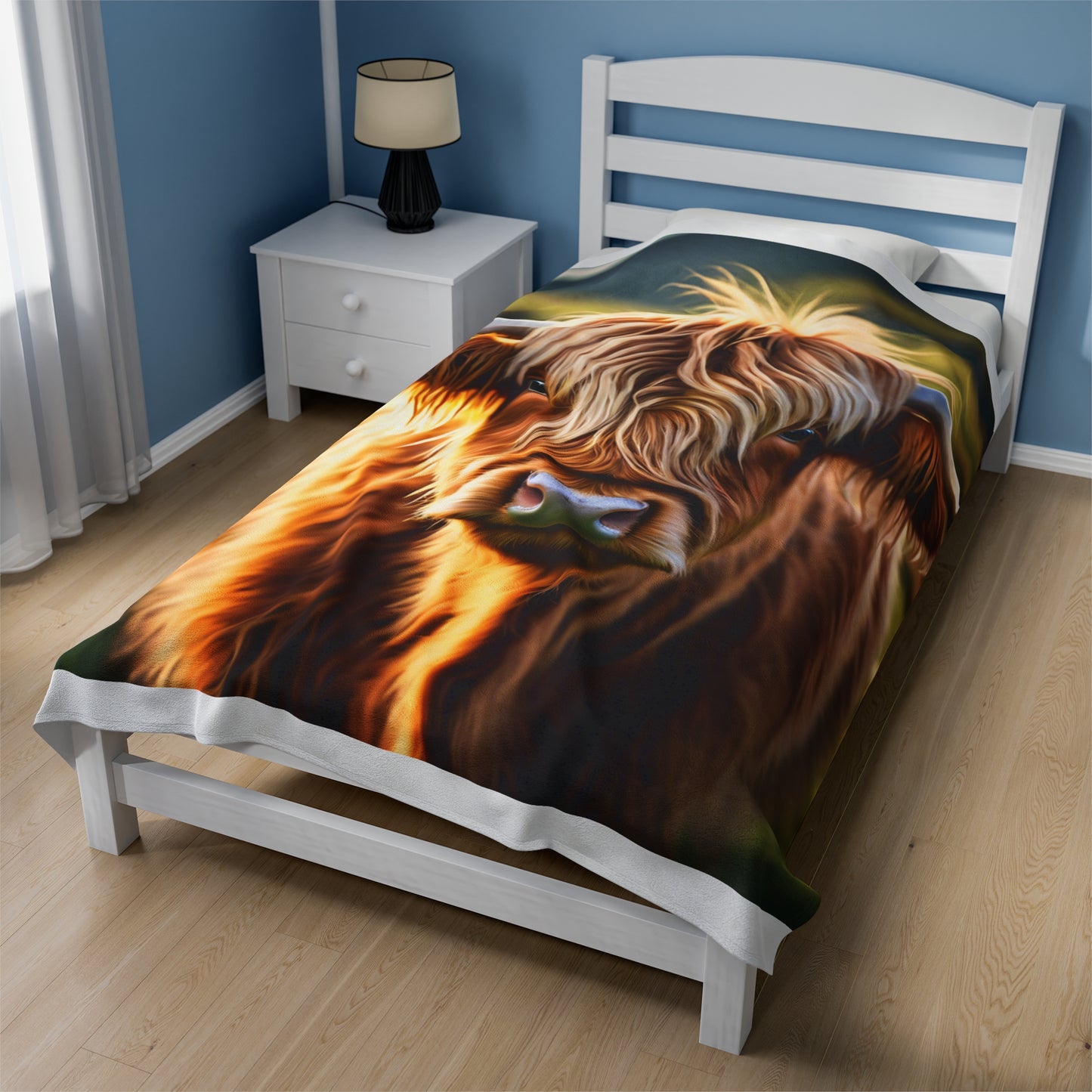 Velveteen Plush Blanket - Highland Cow Image