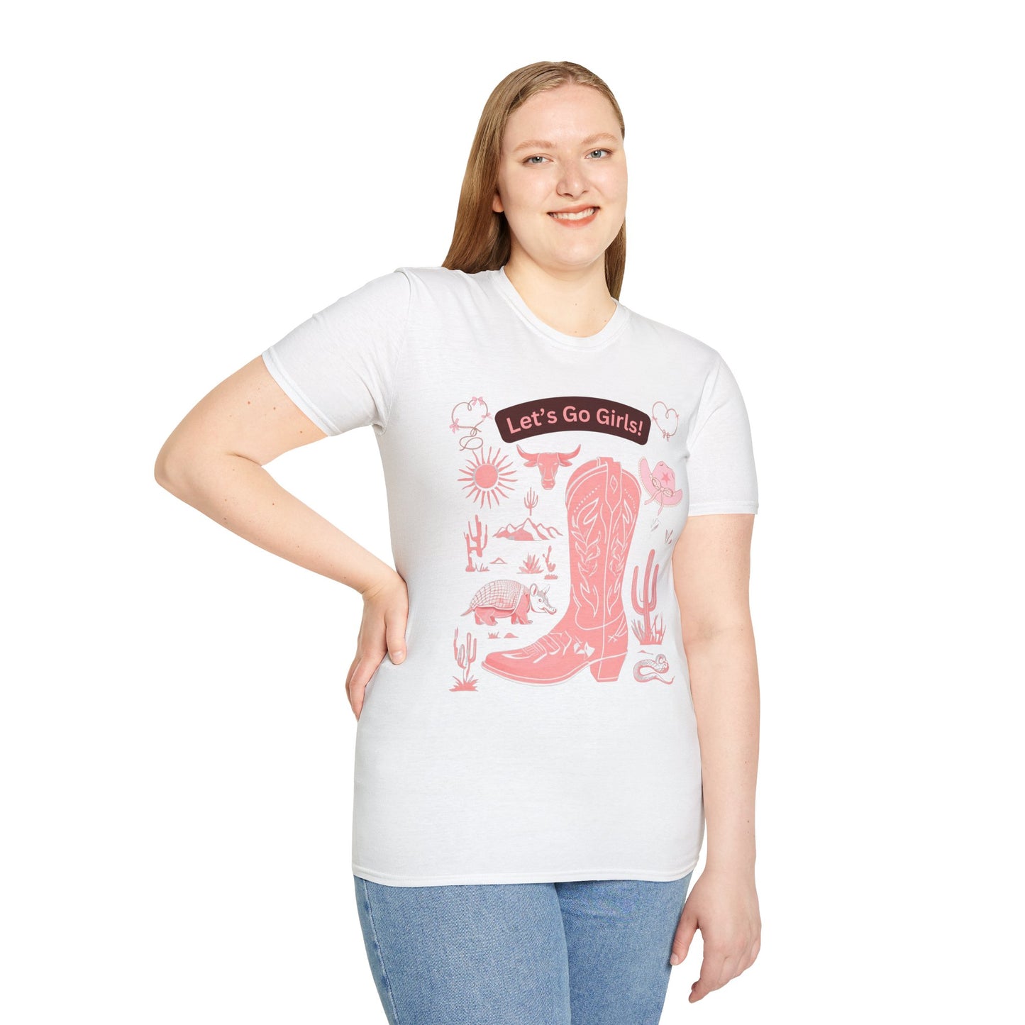 Let's Go Girls! Cowboy Boot T-Shirt - Unisex Softstyle Tee for Cowgirl Spirit