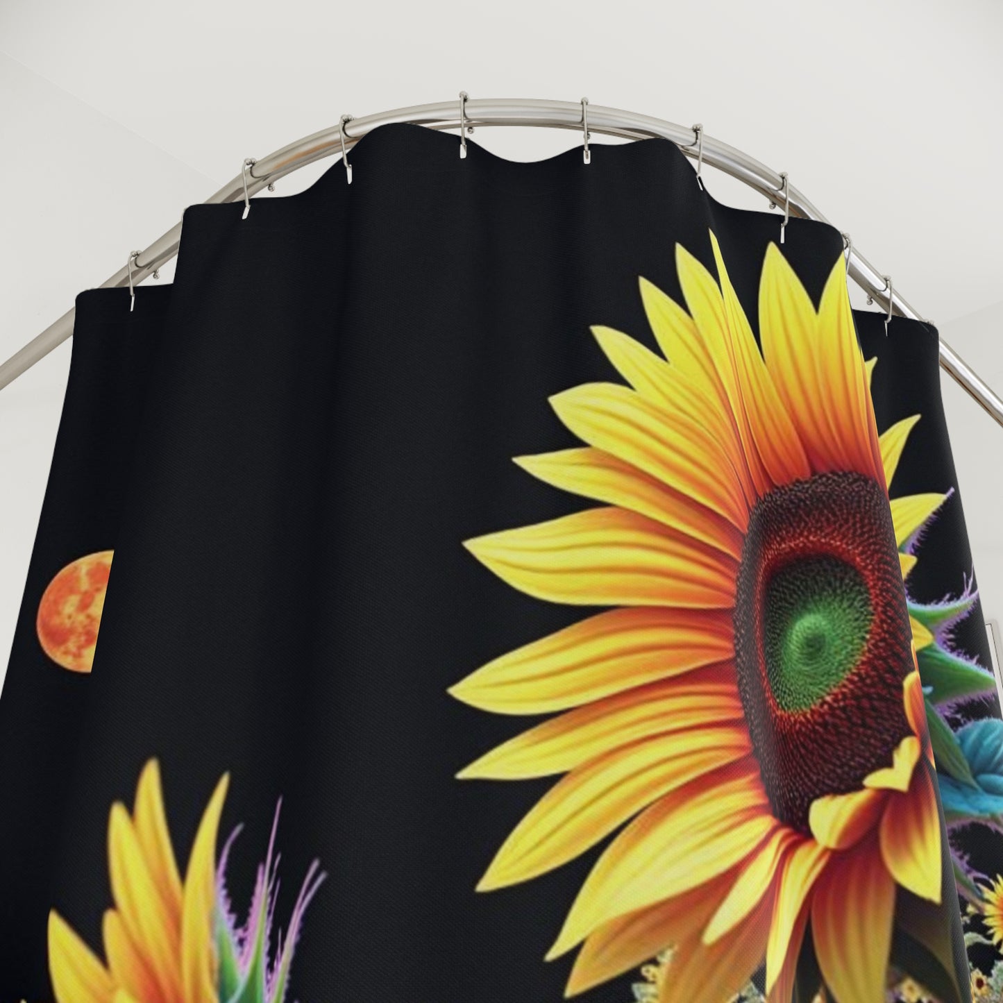 Shower Curtains - Sunflower Field and Space Scene