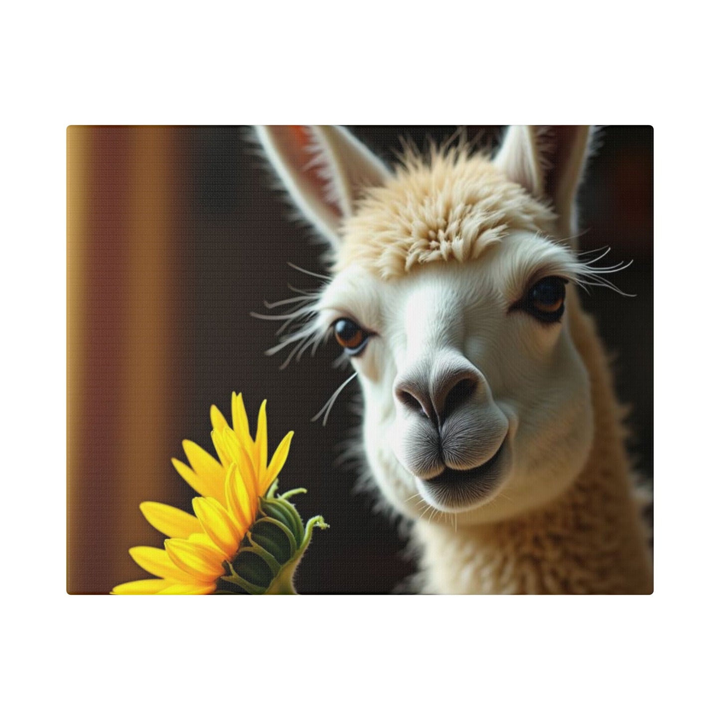 Canvas Art - Smiling Llama and Sunflower