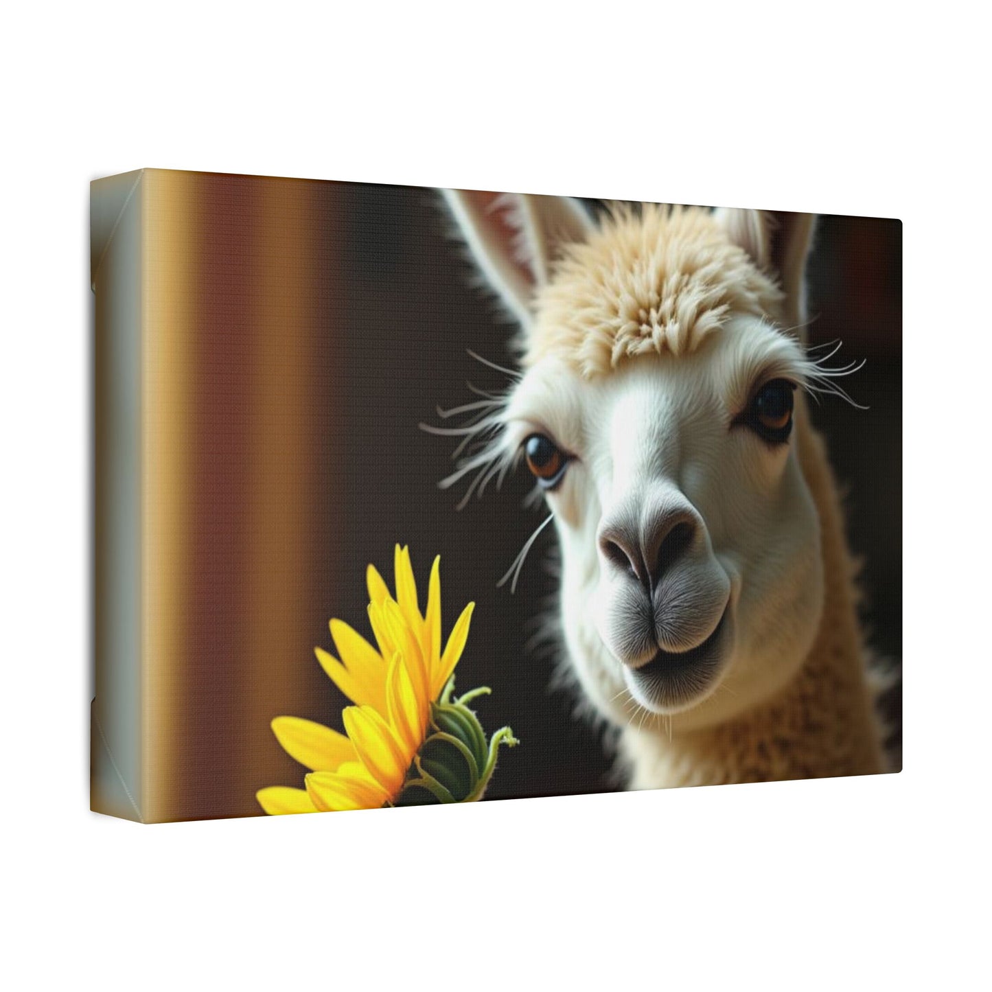 Canvas Art - Smiling Llama and Sunflower