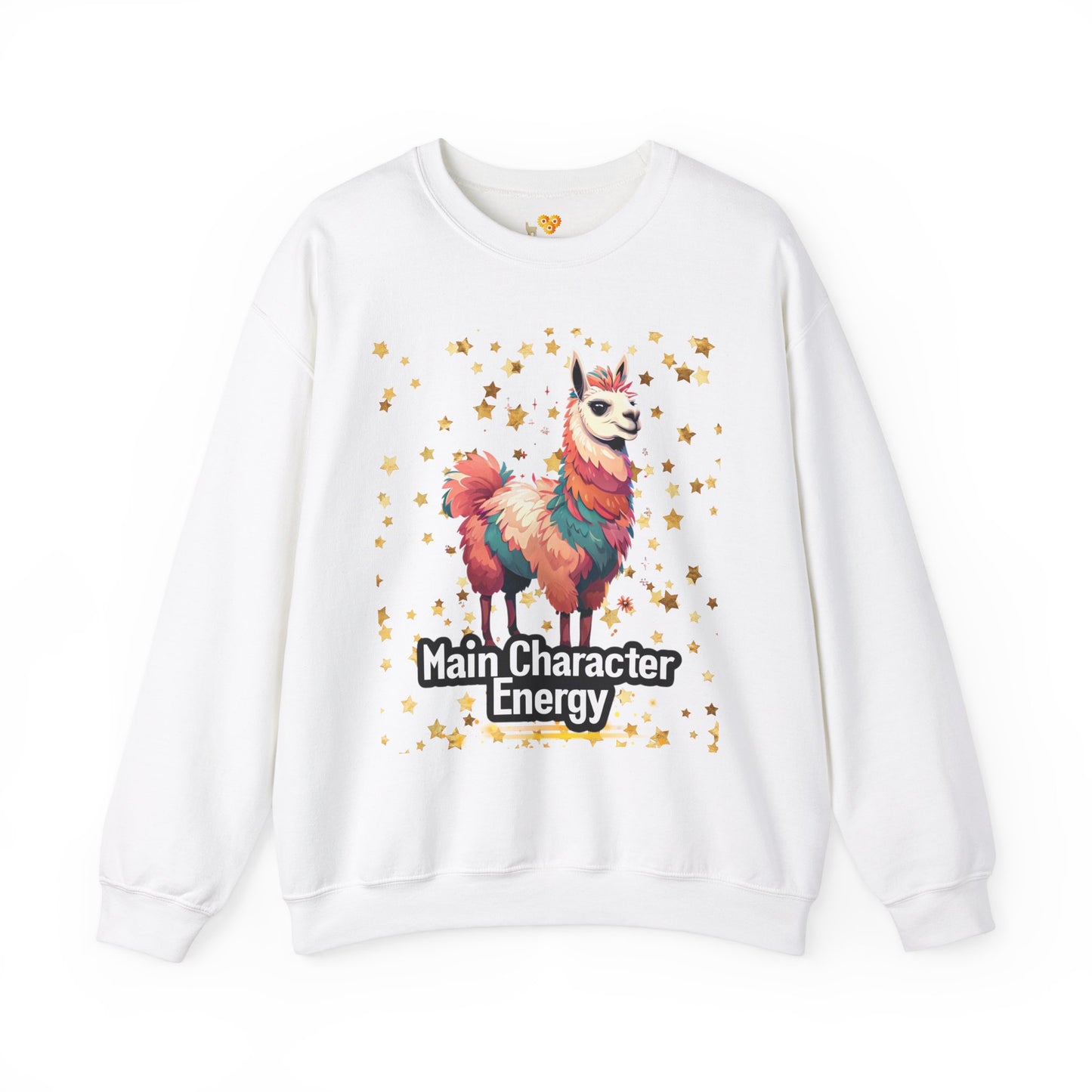 Crewneck Sweatshirt - Main Character Energy with Llama and Sparkles Design