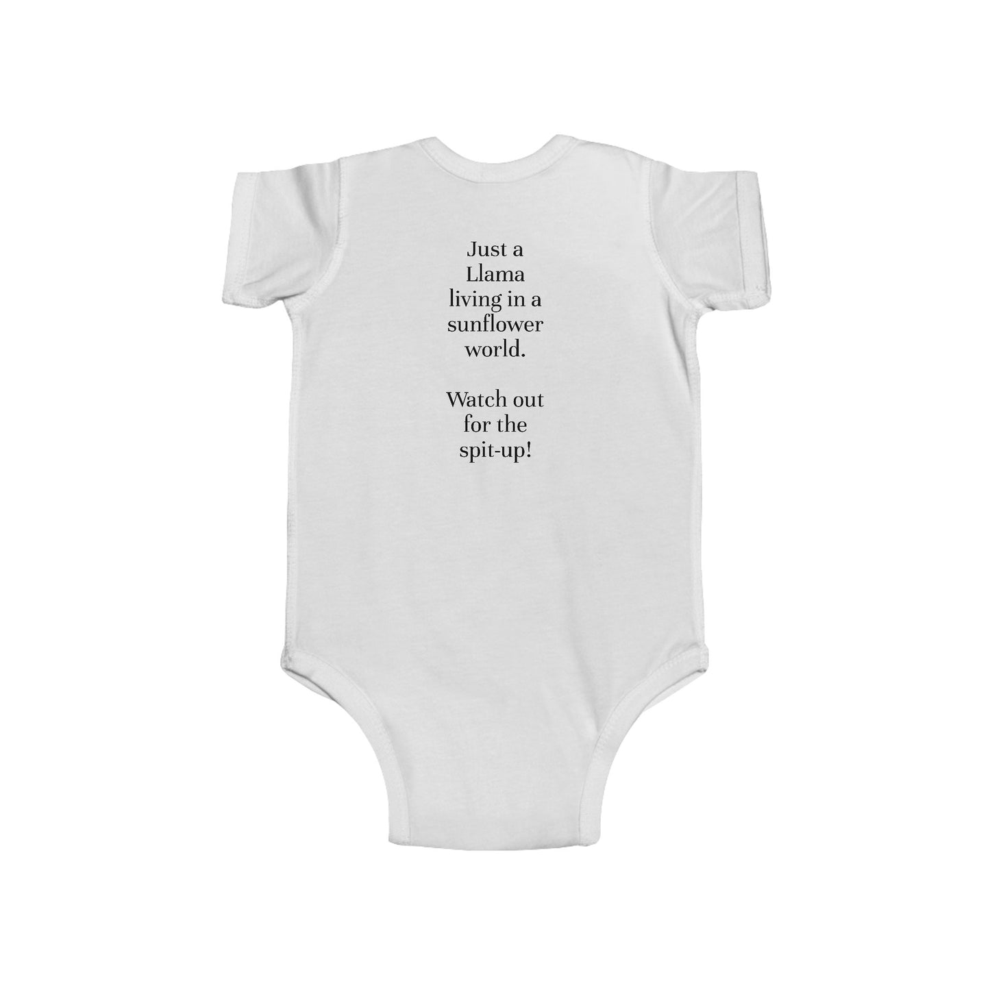 Infant Bodysuit - Cute Llama in Sunflower Field Design