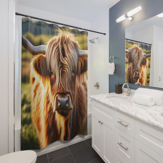 Gorgeous Highland Cow Shower Curtain- Nature Scene