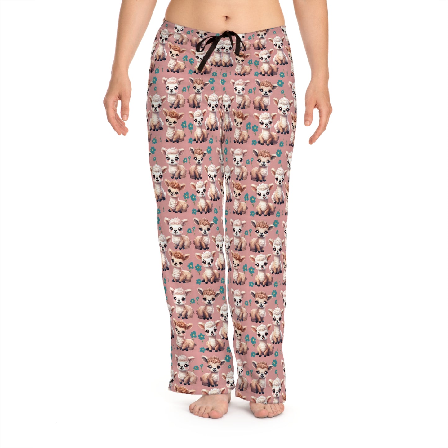 Women's Pajama Pants - Cute Pink Baby Llamas Design | Cozy & Whimsical Sleepwear