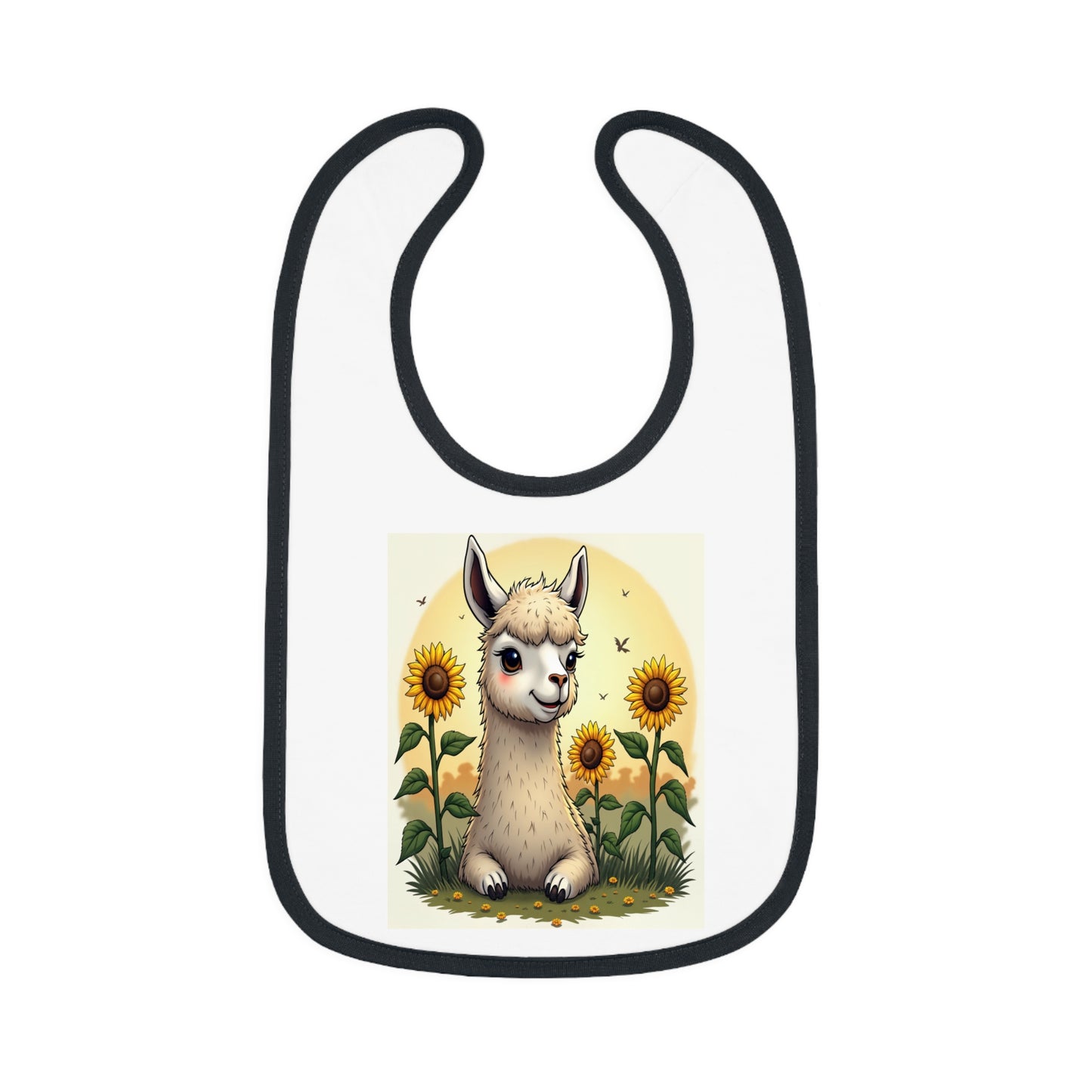 Baby Bib - Llama in Sunflower Field- foodie fashion