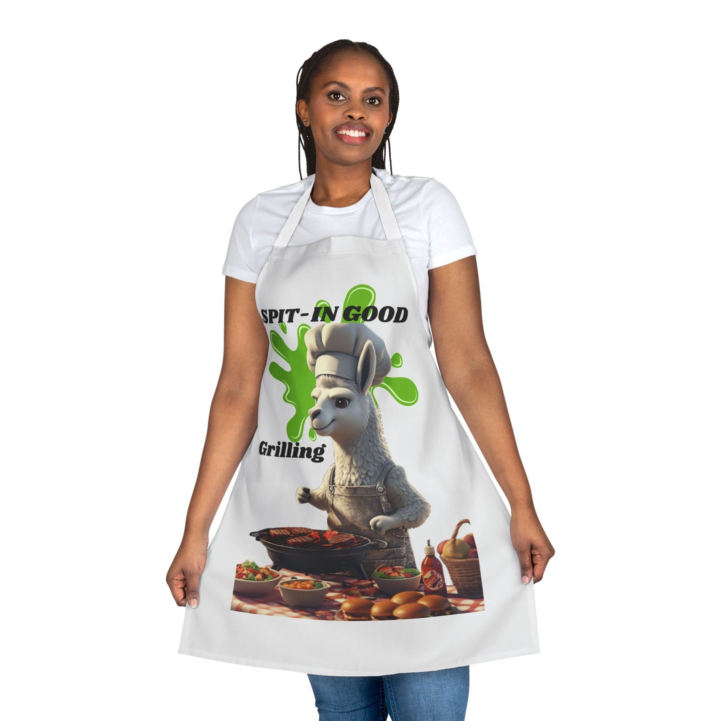 Chef Llama Apron - Spit-In Good Grilling Design | Fun & Functional Kitchen Wear- Fun Cooking Gift for Foodies and Llama Lovers