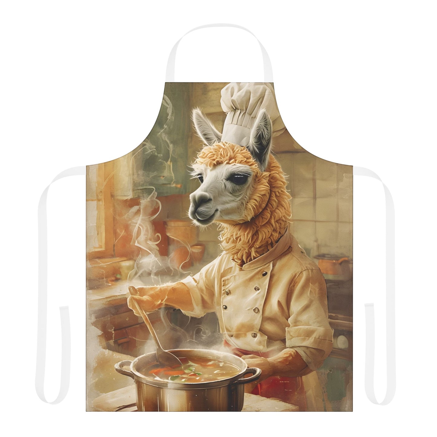 Apron, Llama Chef with 5-Color Straps - Fun Cooking Gift for Foodies and Llama Lovers