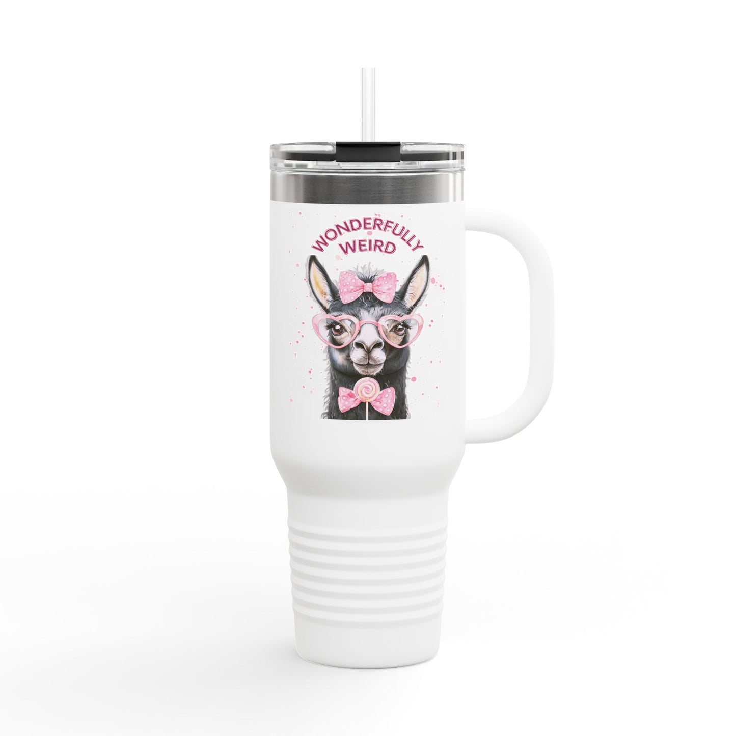 Unique Design Wonderfully Weird Insulated Travel Mug - 40oz Quirky llama design-Perfect for on the go hydration while spreading positive vibes