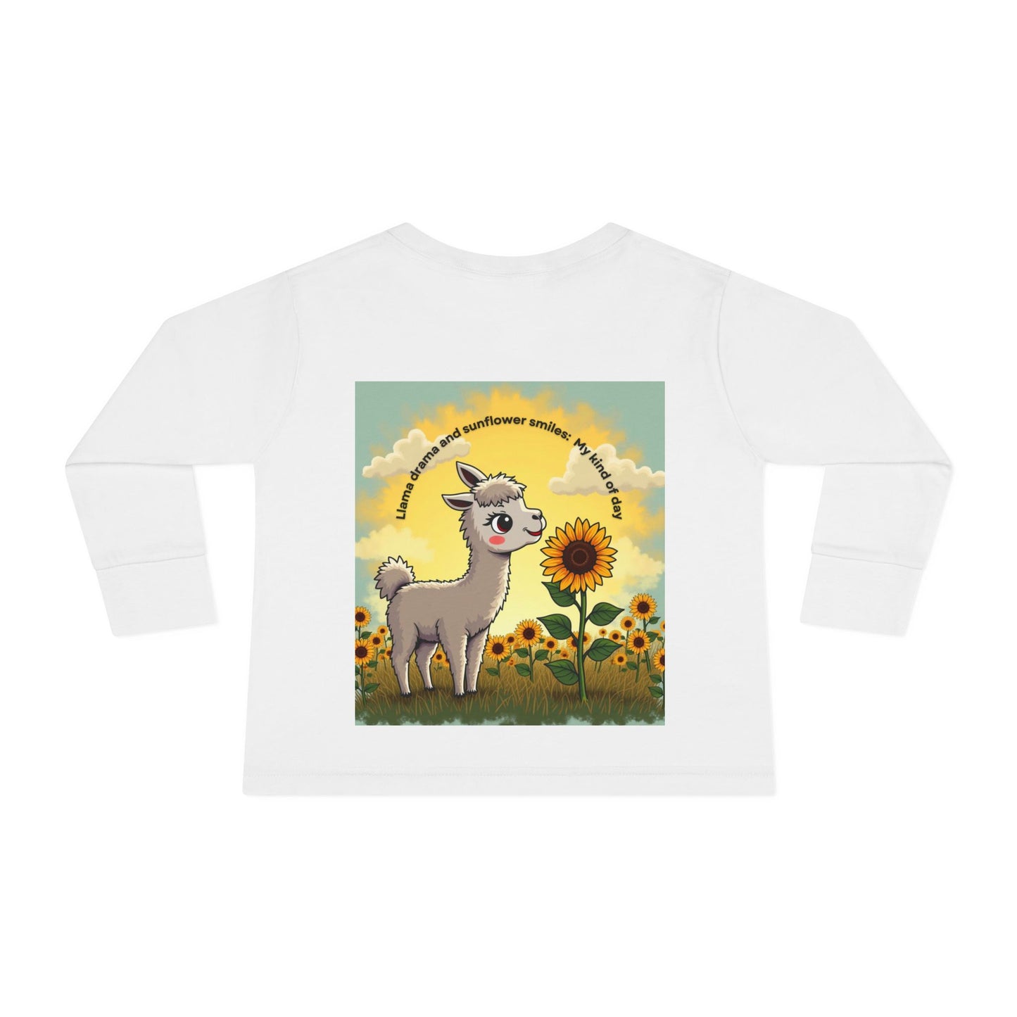 Llama Drama and Sunflower Smiles Baby Tee | Toddler Shirt with Cute Baby Llama