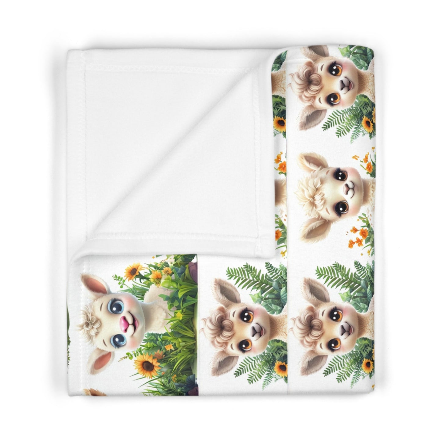 Whimsical Woodland Soft Fleece Baby Blanket - Adorable Baby Llama with Sunflowers Design for Nurseries and Playrooms