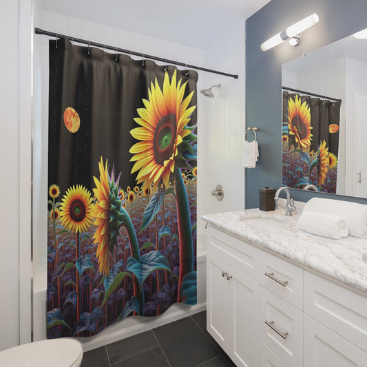 Shower Curtains - Sunflower Field and Space Scene