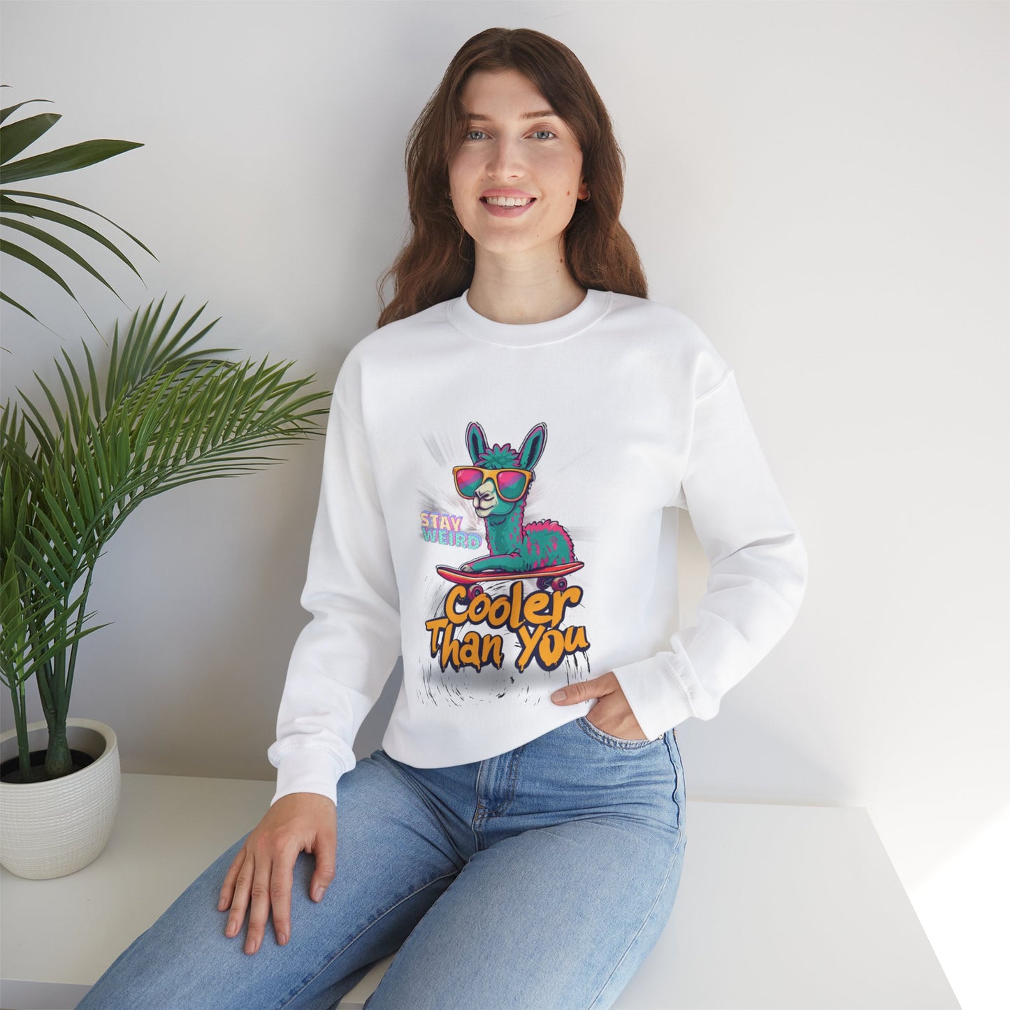 Cooler Than You Llama Unisex Crewneck Sweatshirt | Fun & Comfy Casual Wear