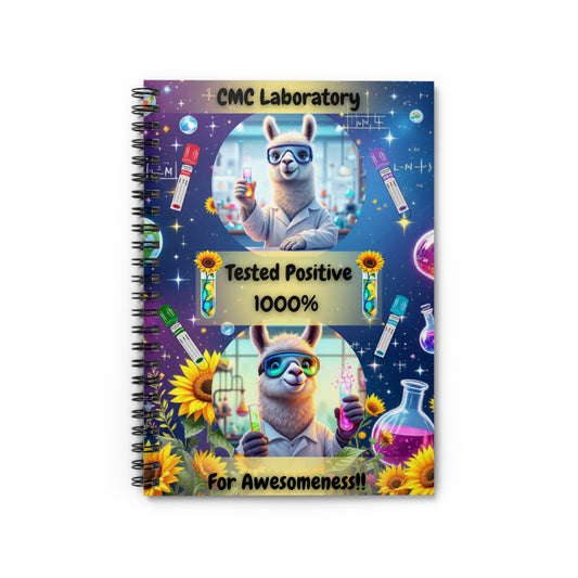 Cute Llama Science Spiral Notebook - Tested Positive 1000% for Awesomeness