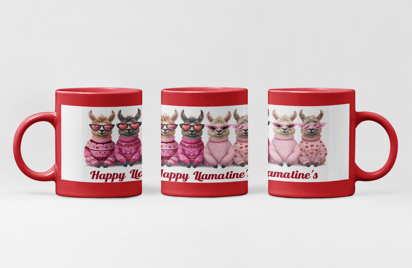 Mug - Happy Llamatines Funny Valentine colors Design 11, 15oz