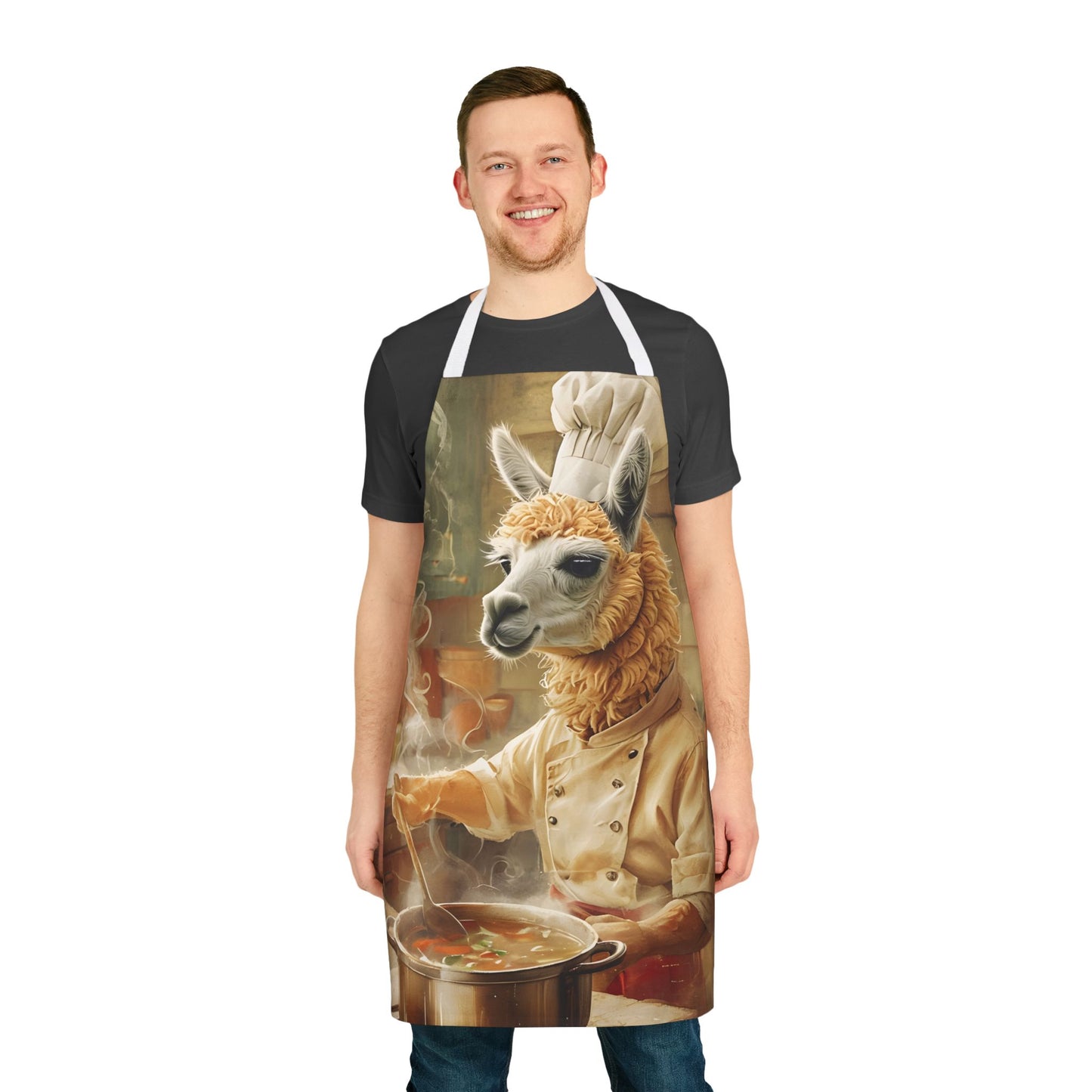 Apron, Llama Chef with 5-Color Straps - Fun Cooking Gift for Foodies and Llama Lovers