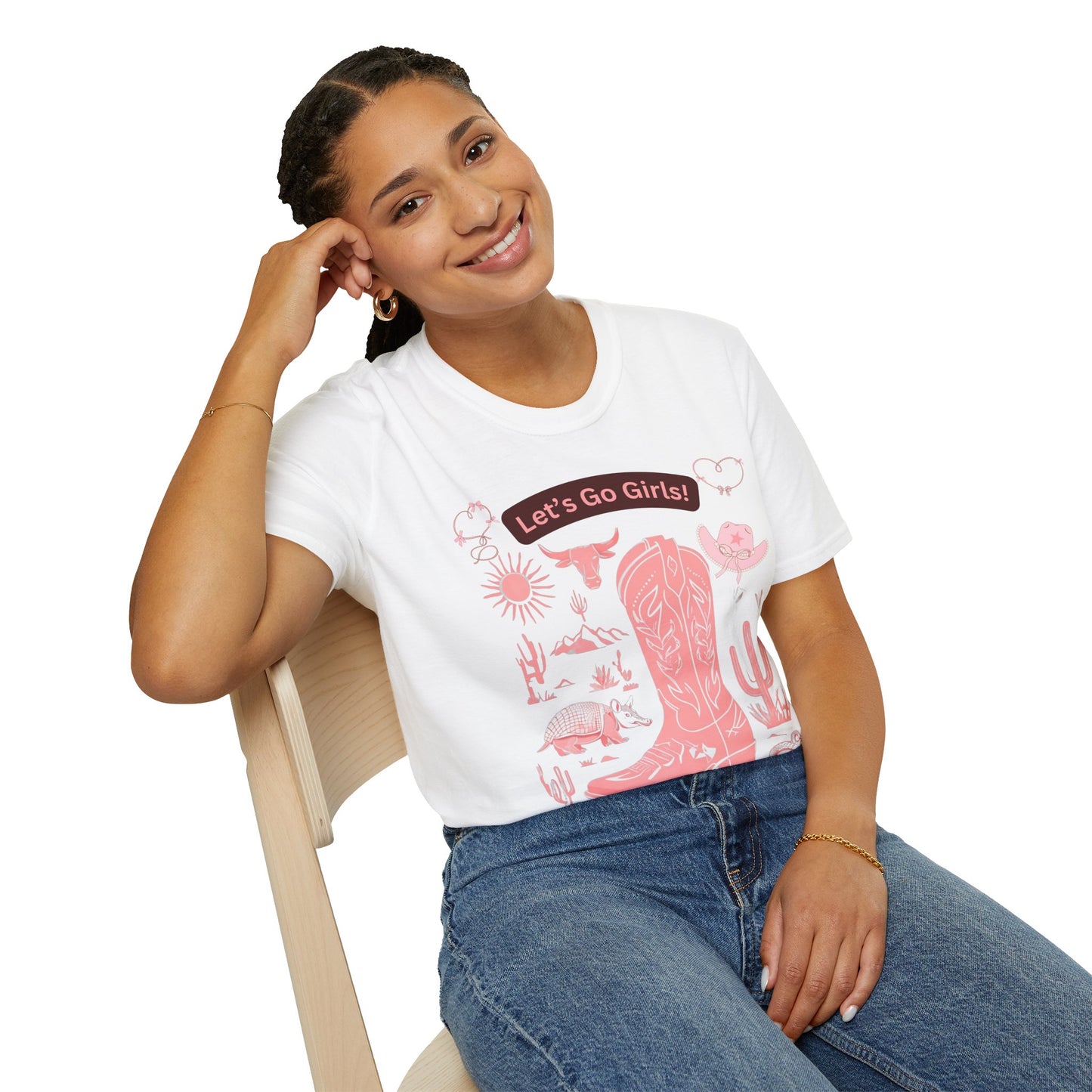 Let's Go Girls! Cowboy Boot T-Shirt - Unisex Softstyle Tee for Cowgirl Spirit