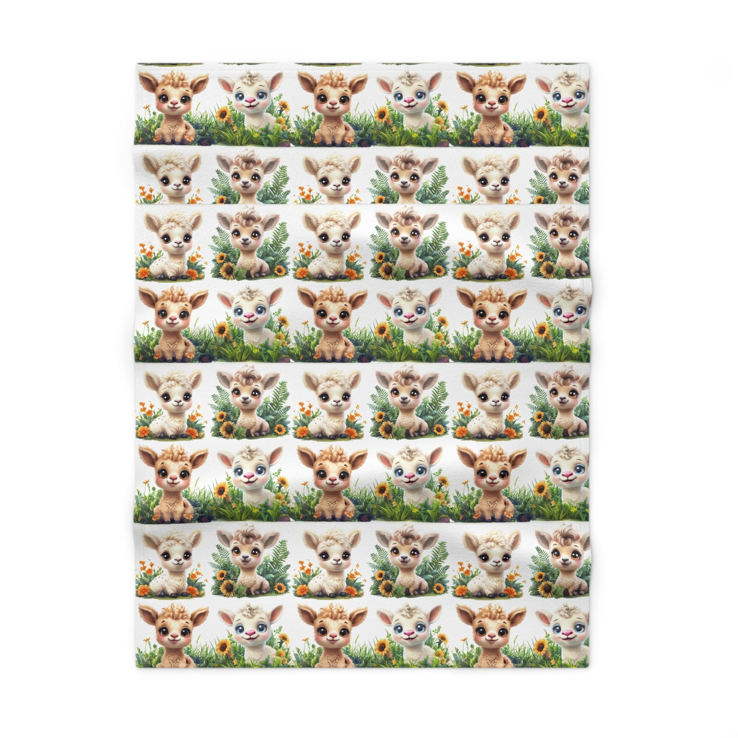 Whimsical Woodland Soft Fleece Baby Blanket - Adorable Baby Llama with Sunflowers Design for Nurseries and Playrooms