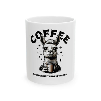 Whimsy Warrior's Mana Restoration Vessel Coffee Llama Mug - 11oz or 15oz Ceramic Mug for Coffee Aficionados