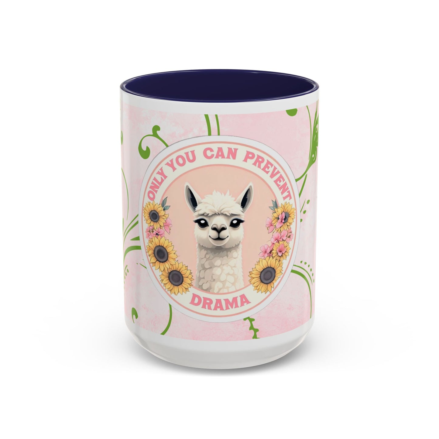 Funny Llama Coffee Mug - 'Only You Can Prevent Drama' - Cute Floral Design - Available in 11oz & 15oz