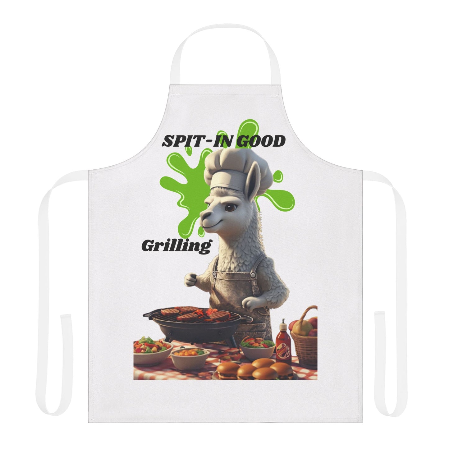 Chef Llama Apron - Spit-In Good Grilling Design | Fun & Functional Kitchen Wear- Fun Cooking Gift for Foodies and Llama Lovers