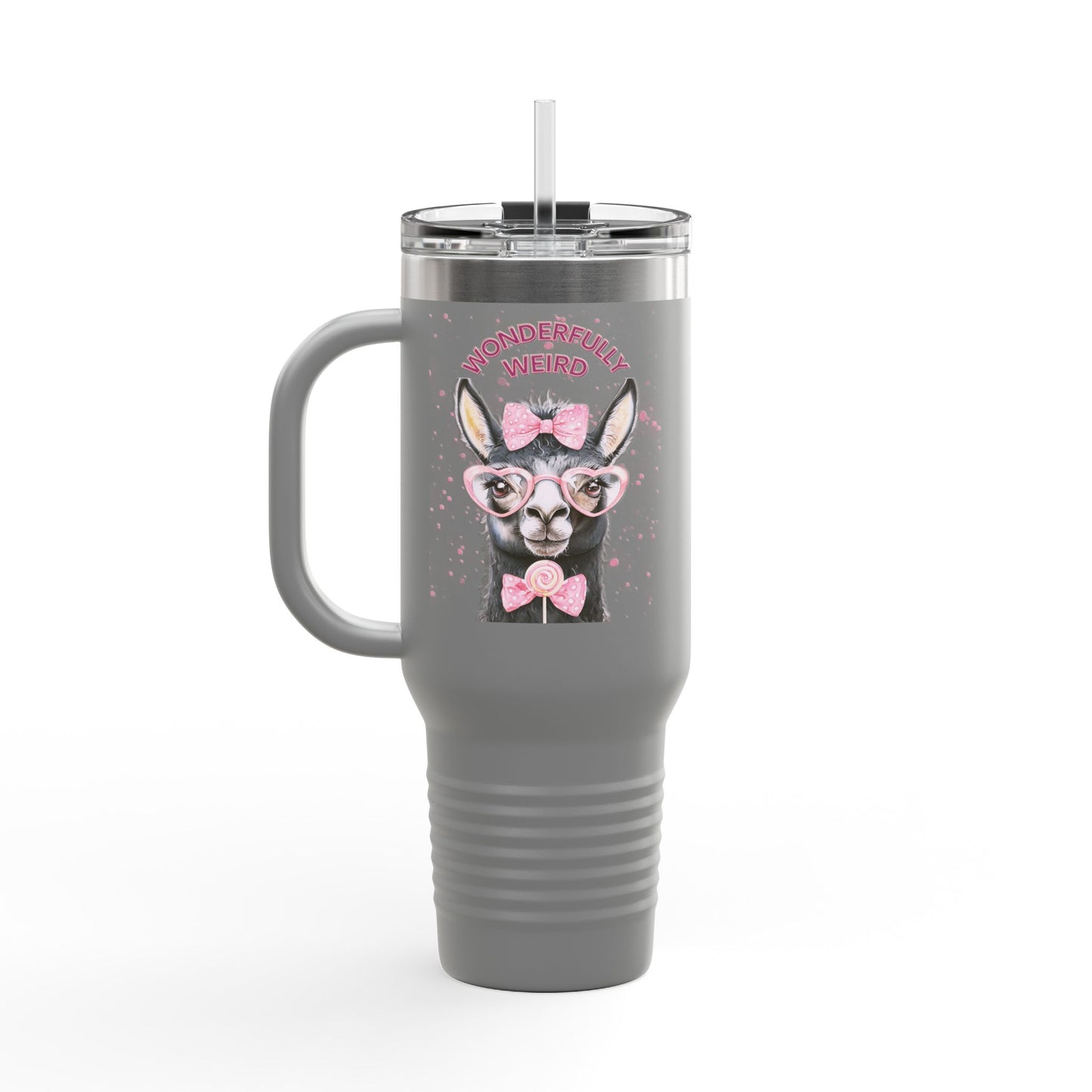 Unique Design Wonderfully Weird Insulated Travel Mug - 40oz Quirky llama design-Perfect for on the go hydration while spreading positive vibes