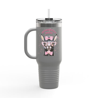 Unique Design Wonderfully Weird Insulated Travel Mug - 40oz Quirky llama design-Perfect for on the go hydration while spreading positive vibes