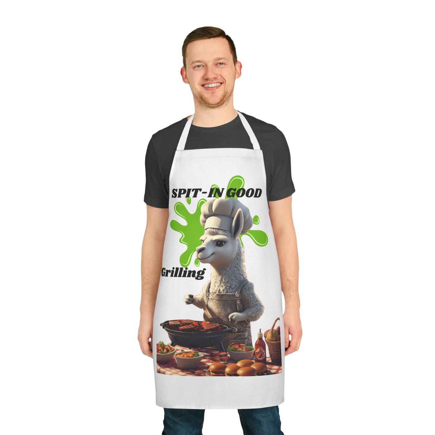 Chef Llama Apron - Spit-In Good Grilling Design | Fun & Functional Kitchen Wear- Fun Cooking Gift for Foodies and Llama Lovers