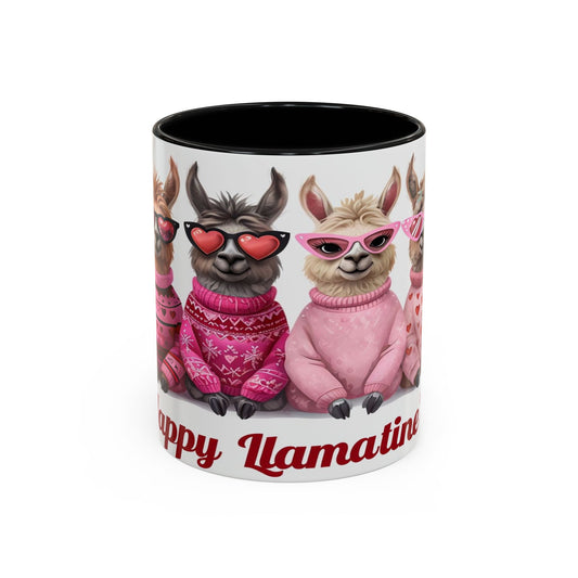 Mug - Happy Llamatines Funny Valentine colors Design 11, 15oz