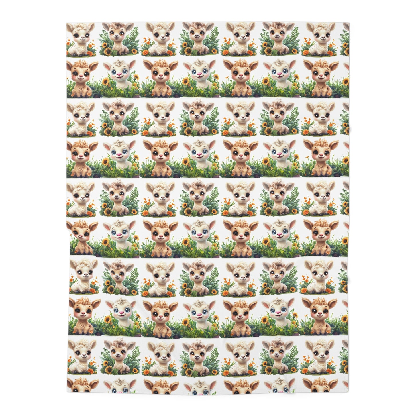 Cute Baby Llama and Sunflower Print Baby Swaddle Blanket - Soft and Cozy for Newborns