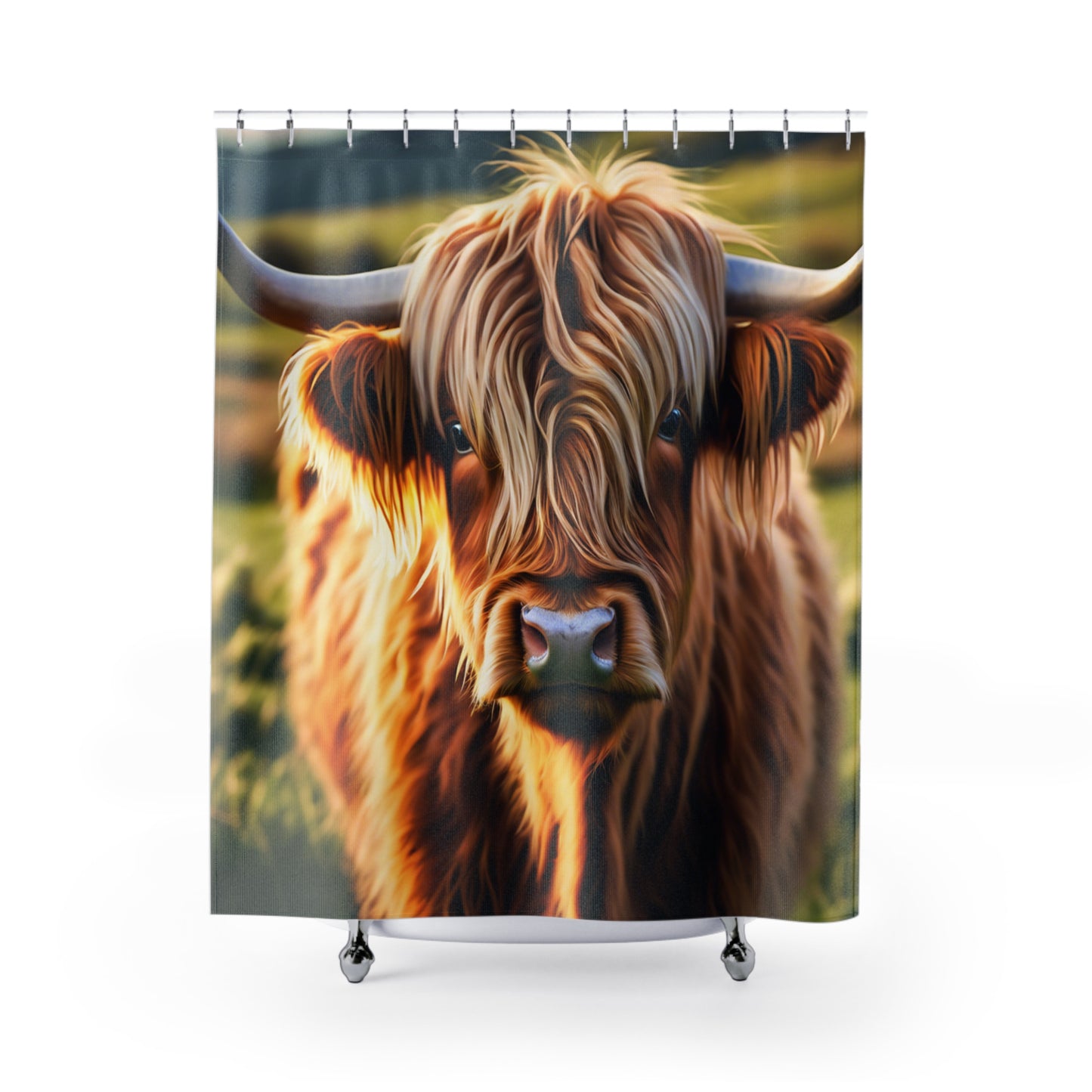 Gorgeous Highland Cow Shower Curtain- Nature Scene