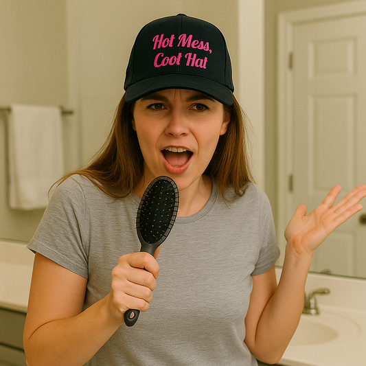 Distressed “Hot Mess, Cool Hat” Embroidered Baseball Cap – Fun Whimsical Adjustable Hat for Women