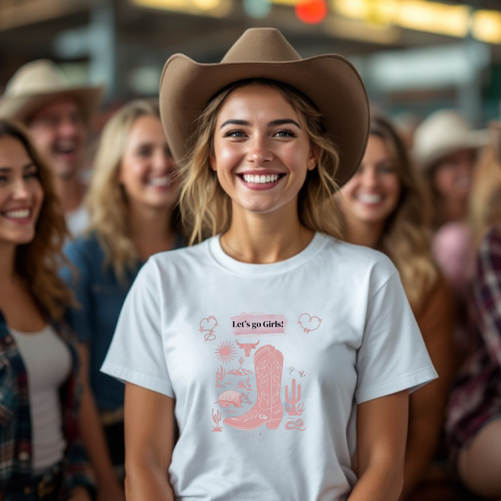 Let's Go Girls! Cowboy Boot T-Shirt - Unisex Softstyle Tee for Cowgirl Spirit