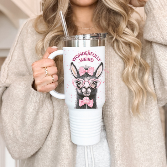 Unique Design Wonderfully Weird Insulated Travel Mug - 40oz Quirky llama design-Perfect for on the go hydration while spreading positive vibes