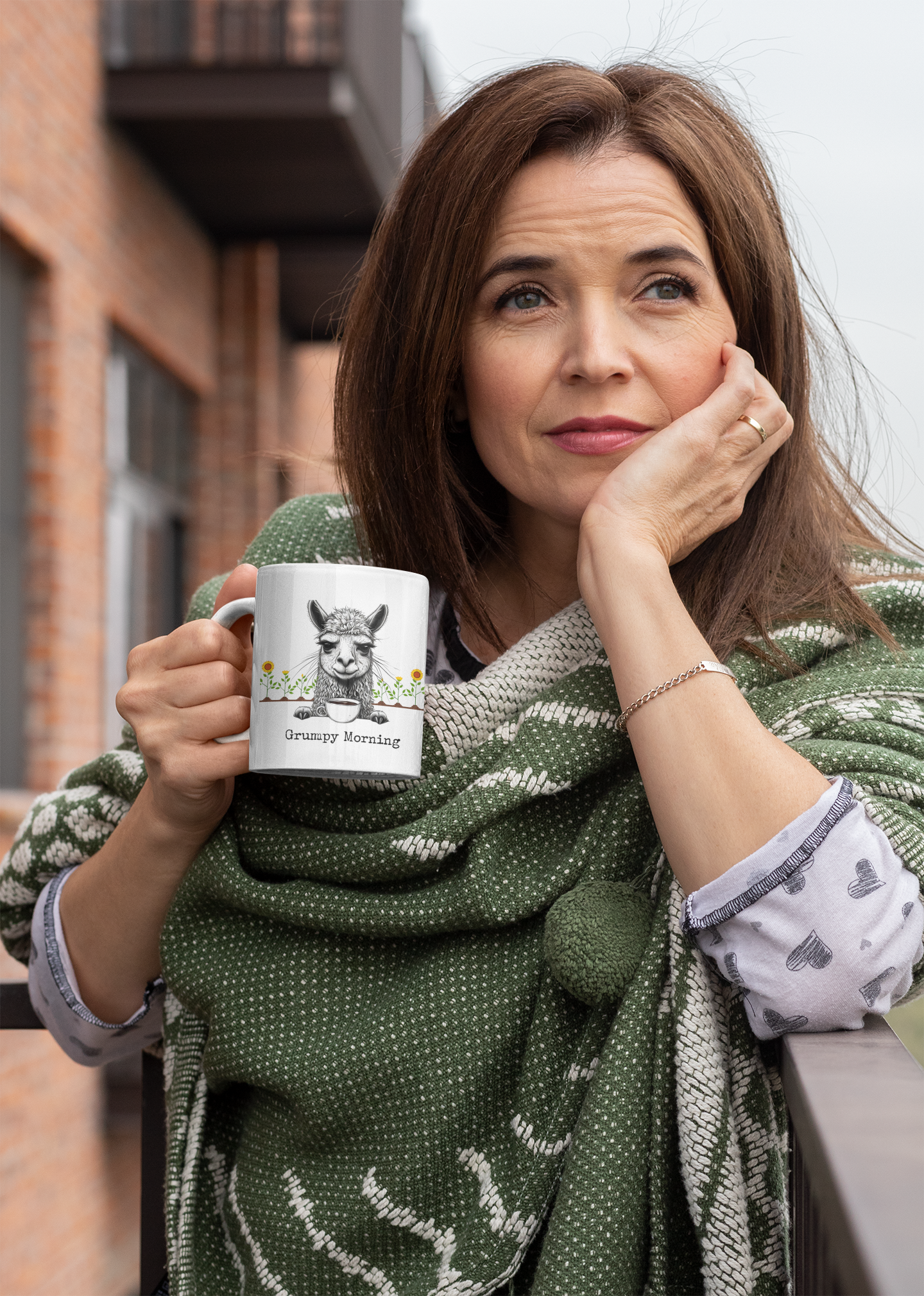 Mug - Grumpy Morning Llama with Sunflowers Design