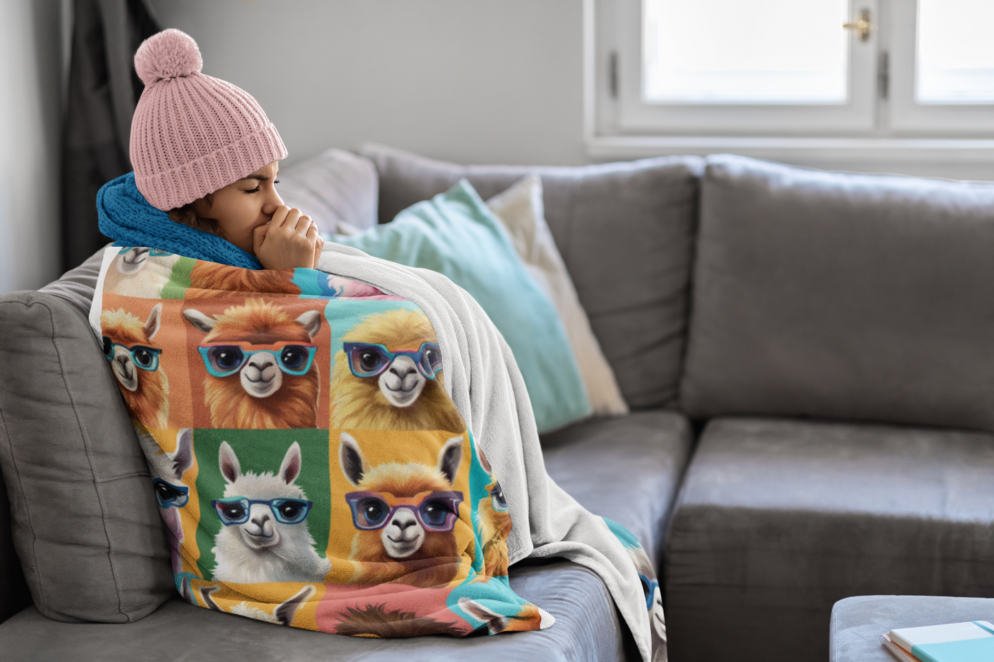 Colorful Llama Velveteen Throw Blanket - Cozy and Cute Decor