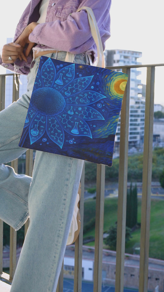 Scientific Sunflower Starry Night Tote Bag