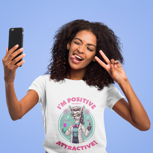 Funny Science T-Shirt | 'I'm Positive Attractive!' Unisex Garment-Dyed Tee