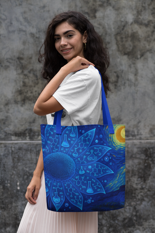 Scientific Sunflower Starry Night Tote Bag